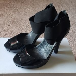 Black strappy BCBG heels